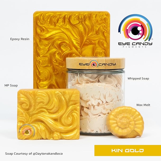 Eye Candy Pigments Premium Gold Mica Powder - Kin Gold (50gr) - for Epoxy, Resin, Soap, Paint, Woodworking, Acrylic Pouring, Bath Bombs, Fishing Lures - DIY Arts and Crafts Additive