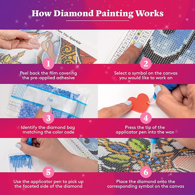 DIAMOND ART CLUB Princess and The Pea Kitty Diamond Painting Kit, Fun DIY Crafts for Adults, Square Diamond Art Canvas, 13" x 13"