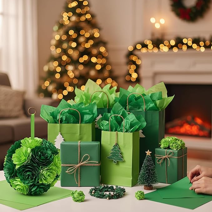 Qilery 500 Sheets Green Tissue Paper Bulk for Gift Bags 20 x 30 Inch Acid Free Wrapping Paper Sheets for St. Patrick's Day Mardi Gras Decoration DIY Crafts, Packing Supplies for Moving, Wedding Party