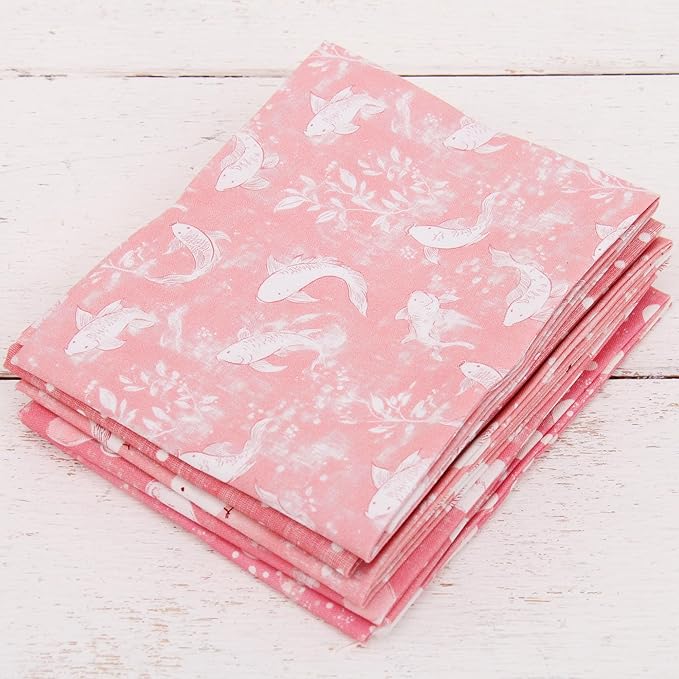 Threadart Exclusive 5 Fat Quarter Bundles - Pink Vintage Prints 100% Cotton Fabric - Premium 100% Cotton Quilting Fabric - No Duplicates - Full Size Fat Quarters 18"x21" - Pink