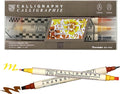 Kuretake Zig Calligraphy Dual Tip Marker Pens 3 colors set, OrangeBrown, 2mm, 5mm, Double Tip, for Art, Sketch, illustration, Calligraphy, Journal, Drawing, Made in Japan