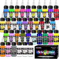 FansArriche Airbrush Paint Set, 34 Colors Acrylic Air brush Paint Kit with 2 Thinner, Ready to Spray Water-based Opaque & Neon Colors for Beginners, Artists, DIY Projects, 20 ml/Bottle
