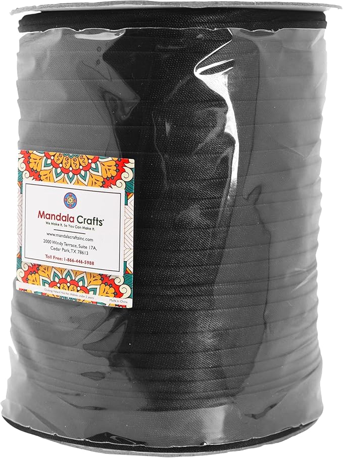 Mandala Crafts 5/8 Inch Single Fold Bias Tape for Sewing, Quilting, Piping, Hemming, Blanket & Quilt Binding – 55 Yards Black Fabric Seam Binding Tape