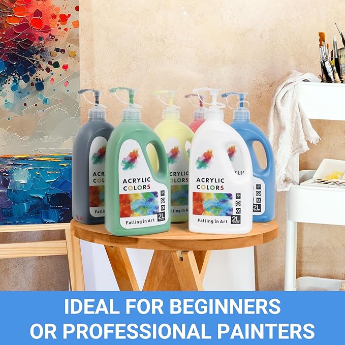 Falling in Art Titanium White Acrylic Paint, Large 135.2 Oz Premium Pouring Acrylic Paint, Perfect for Canvas, Wood, Ceramic, and More