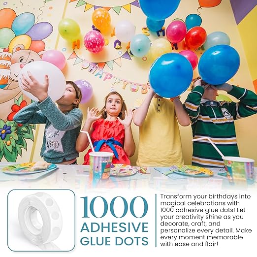Balloon Sticky Dots Double Sided – 1000 PCS Balloon Tape for Arch, Balloon Stickers for Wall, Removable Adhesive Dots for Crafts, Party, Christmas and DIY Decorations