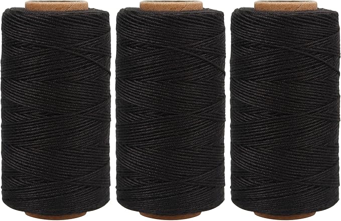 Lusecarl Polyester Thread 110 Yards Each Spool for Hair Extensions 3 Rolls Hair Weave Sewing Threads for Hand Sewing, Hair Extensions, Making Wigs DIY (3 Thread, Black)