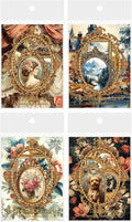 80 Pieces Vintage Baroque Style Frame Background Scrapbook Sticker Set, 4 Pack Aesthetic Palace Style PET Stickers for Scrapbooking, Journaling, Waterproof DIY Crafts and Junk Journal