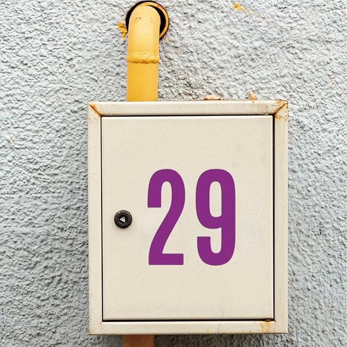 10 Sheets Vinyl Mailbox Number Stickers - Self-Adhesive Address Labels for Cars, House Doors, Windows & Metal Mailboxes (Purple, 3 inch)