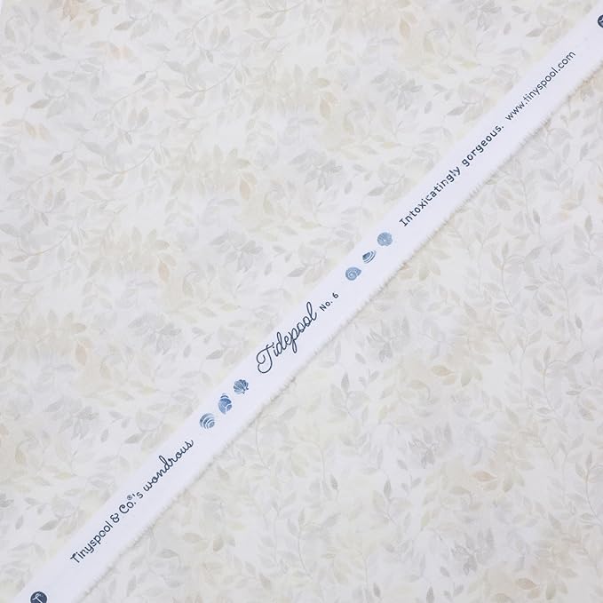 Tinyspool & Co. 100% American Cotton Fabric – 3 Yard Cut Quilting Fabric – Prewashed Preshrunk Yardage for Quilt Backing Borders Binding Sewing Crafts – Tidepool No.6 – Ivory Vine