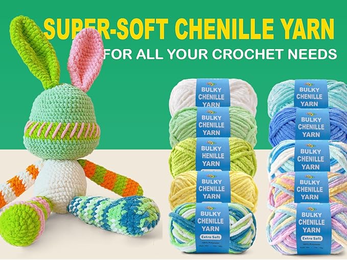 Soft Velvet Yarn Chenille Yarn for Crocheting and Knitting – Bulky (93 Yards/100g) - Polyester - Yarn for Blanket Amigurumi Weaving Crafts (Mixed Color 01, 4 Pack)
