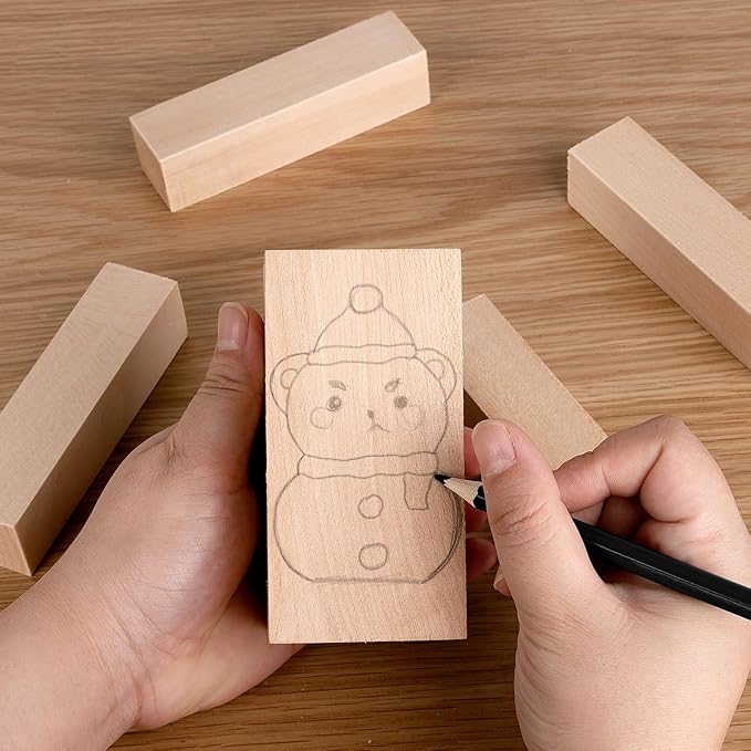 7 Pcs Basswood Blocks for Carving & Whittling - 2 Sizes (4x1x1 & 4x2x2 Inches), Premium Wood Set, Ideal for Crafts, Model Building, and Artisans (Carving & Whittling Wood)