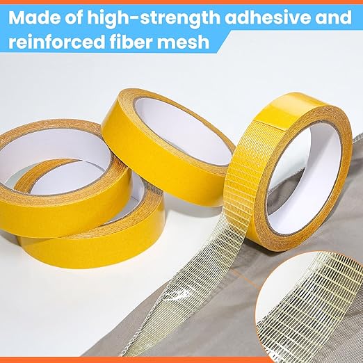 Double Sided Fabric Tape Heavy Duty for Hem, Fashion Dress, Curtains, Carpet, High Adhesive Sticky but Removable, No Sewing or Ironing Need, 1in x 33FT/10m x 4Rolls