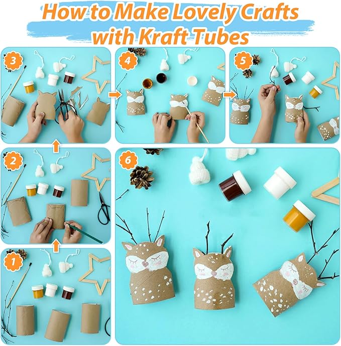 MAPVOLUT 70 Pieces Cardboard Tubes for Crafts, Brown Kraft Toilet Paper Rolls for Crafts - 1.5 x 3.2 Inches Strong and Pressure-Resistant Tubes for Crafts Supplies Painting DIY Art