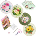 Bonroy 4 Sets Embroidery Set for Beginners, Art Craft, Easy Sewing Embroidery Kit Includes Embroidered Clothes with Patterns, Embroidery Hoops, Instruction Manual, Color Stitch Set (3)