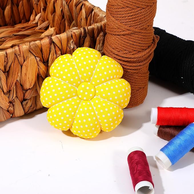 Wrist Pin Cushions for Sewing Cute with Elastic Strap Pumpkin Shaped Needle Cushions for Sewing Needlework Wristband Pincushions Wearable Needle Pincushions for Needlework or DIY Crafts Yellow Gifts