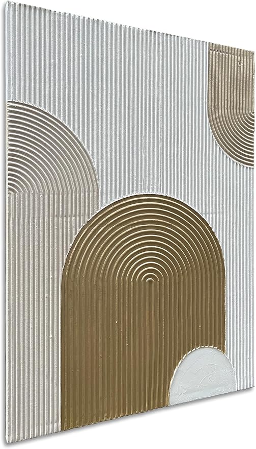 NANKAI Art Hand-Painted 40x28 inch White and Gold Texture Abstract Art, Contemporary Minimalist Canvas Oil Painting, Home Wall Decoration Art