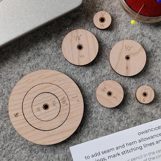 Jenerates Seam Circles,Wooden Circle Quilting Template Tracing Wheel Sewing Admission Marker Tool Quilting Rulers Precision Stitching Craft for Quilting Enthusiasts