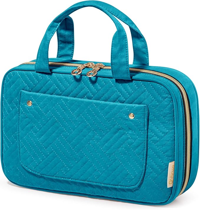 Yarwo Knitting Needles Case (up to 10.6"), Crochet Hooks Organizer with Double Handle for Circular Knitting Needles and Accessories, Teal (Bag Only)