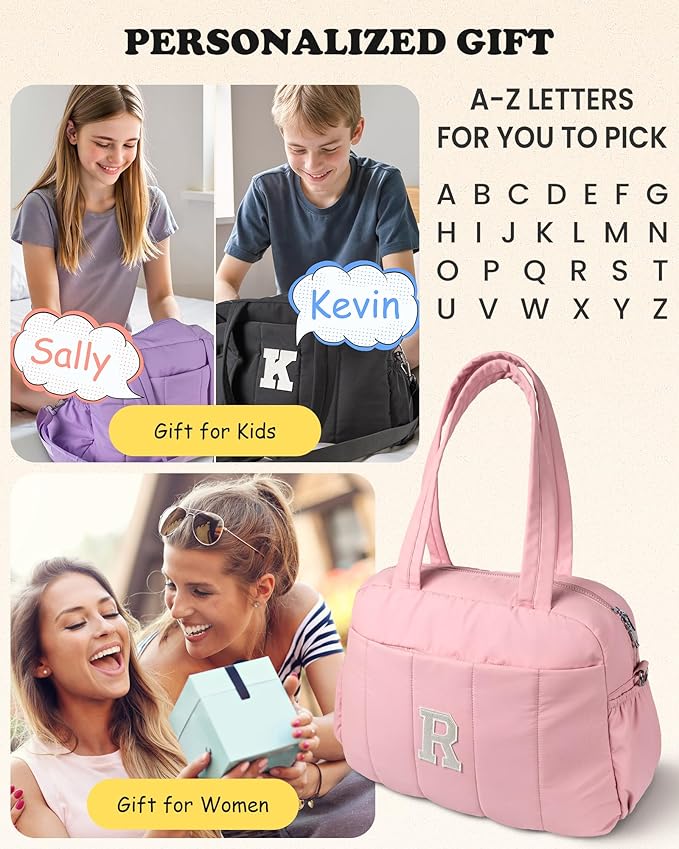 Gifts for Daughter, Duffle Bag for Travel, Teen Girl Gifts Trendy Stuff，Initial Overnight Bag with Wet Pocket，Lightweight Travel Bags Personalized Gym Tote with Makeup Pouch