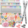 GC QUILL Acrylic Paint Markers – 48 Colors Acrylic Paint Pens with Brush Tip for Wood, Glass, Canvas– Acrylic Markers Set for Adults, Artists GC-AM48