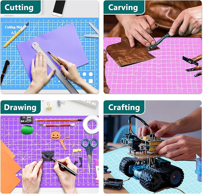 Cutting Mat 8in6in Self Healing Cutting Mat Size Double Sided 5-Ply Rotary Sewing mat for Crafts Fabric Quilting Hobby Art Clay Precision Scrapbooking Project, A5, Sky Blue 4PCS