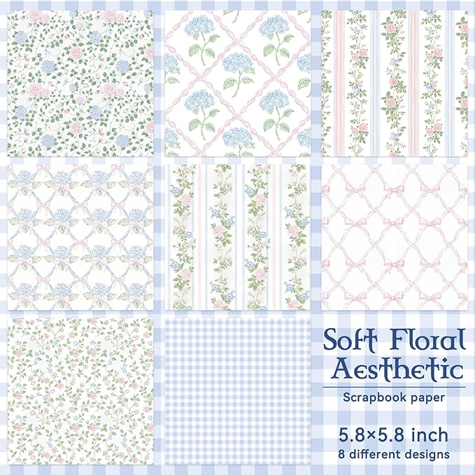 16 Sheets Scrapbook Paper, Vintage Decorative Scrapbook Supplies for Junk Journal Card Making Picture Art Collage DIY 6x6 inches