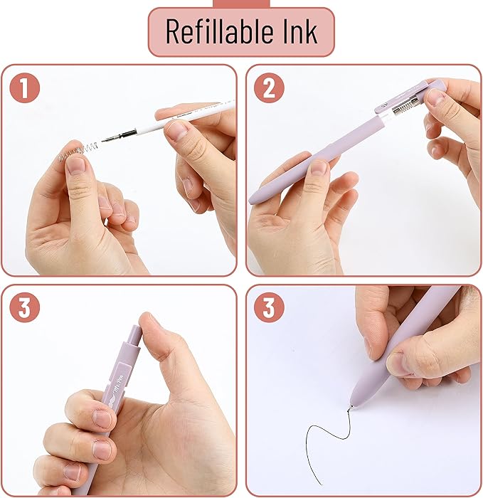 Mr. Pen- Retractable Gel Pens, 6 Pack, Pastel Barrels, Black Ink, Fast Dry, Fine Point 0.5mm, Cute Aesthetic for Journaling