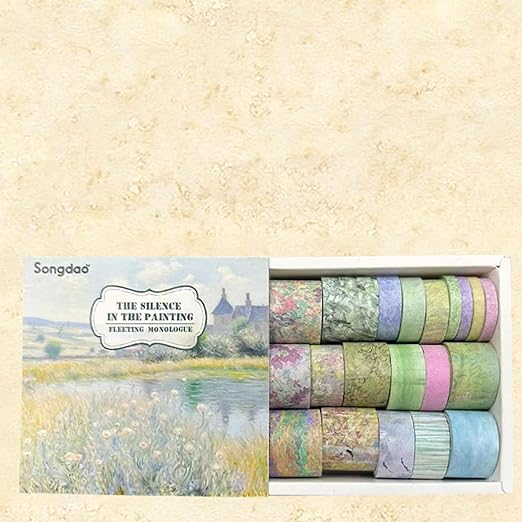 20 Rolls Vintage Washi Tape Set Retro Arts Adhesive Tapes Fleeting Monologue Decorative Masking Tape Sets for Craft, Kids, Scrapbook, DIY, Gift Wrapping (Silence in Paintings)