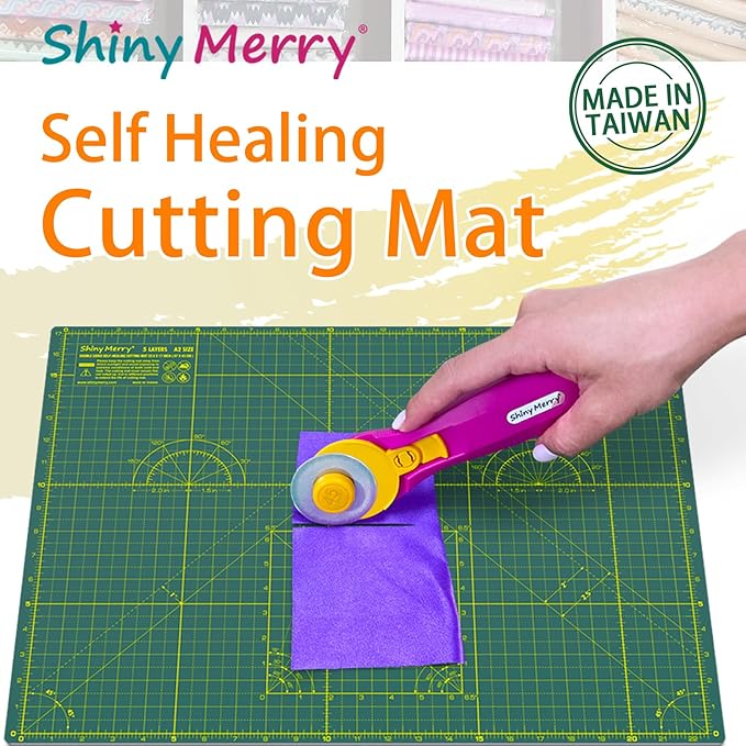 Self Healing Cutting Mat A3 12"x18" – Double Sided 5-Ply Craft Mat for Sewing, Quilting, Fabric, Scrapbooking – Green/Green
