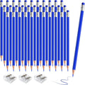 36 PCS Blue Checking Pencils Erasable Colored Pencils with Eraser Pre-Sharpened 2 HB for Checking, Grading, Tests & Office/School Supplies (Blue)