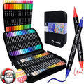 Artecho Acrylic Paint Markers 72 Colors with Bag, Acrylic Paint Pens with Brush Tip and Fine Tip for Stone, Rock Painting, Paper, Pumpkin, Wood, Egg, Canvas, Ceramic, Fabric, leather, Glass