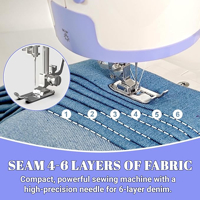 Beginner-Friendly Mini Sewing Machine with 12 Built-in Stitches, Sewing Machine with Foot Pedal, Portable, High-Low Speeds, Perfect for Sewing Enthusiasts