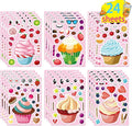 24 Sheets Make-a-face Cupcake Stickers Make Your Own Dessert Stickers Mix and Match Sweets and Fruit Treats Party Favor Supplies for Kids Ice Cream Sticker Games Birthday DIY Art Crafts