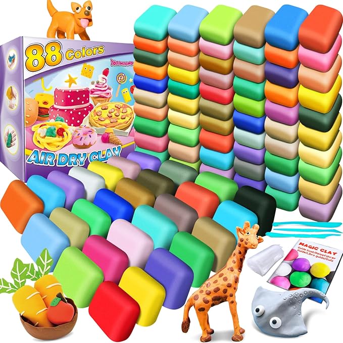 Air Dry Clay 88 Colors, Modeling Clay for Kids, DIY Molding Magic Clay, Gift for Kids
