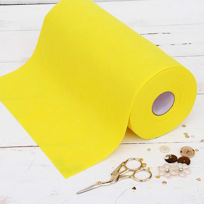 Threadart Premium Felt Roll - 12" x 10yd - Yellow | Soft Wool-Like Feel | 1.2mm Thick Fabric for DIY Crafts, Sewing, Crafting Projects | Compatible with Cricut Maker