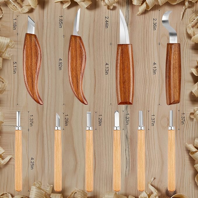 26-in-1 Wood Carving Kit with Detail Wood Carving Knife, Whittling Knife, Wood Chisel Knife, Gloves, Carving Knife Sharpener for Spoon, Bowl, Kuksa Cup (26PCS)