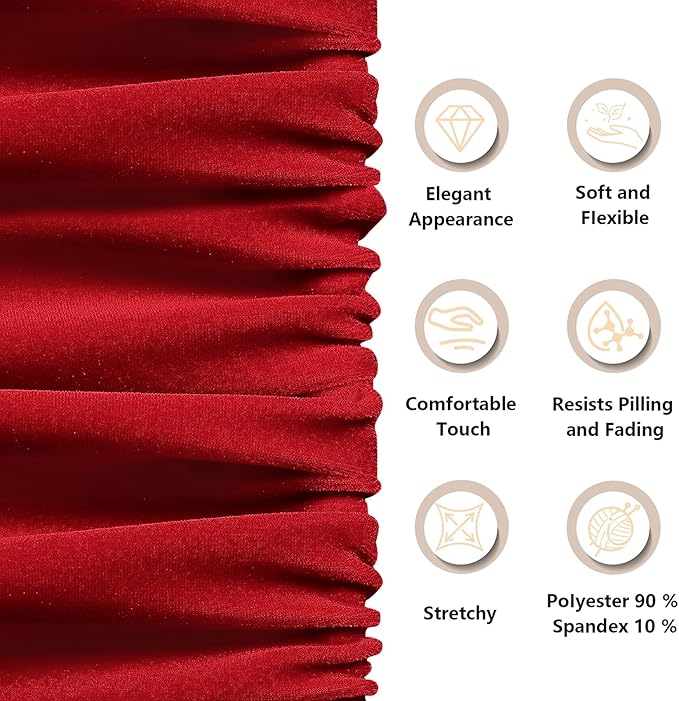 KKJIAF Red Stretch Velvet Fabric 60 Inch Wide, 5 Yard Soft Stretchy Fabric for Sewing Clothes, Apparel, Costume, Crafts - 90% Polyester 10% Spandex