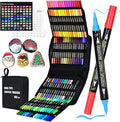 IVSUN 100 Acrylic Paint Markers, 12 Metallic & 88 Regular Colors Dual Tip Metallic Marker Pens for Black Paper, Photo Album, Rock Painting, Glass, Wood, Card Making, Scrapbook Supplies, DIY Crafts