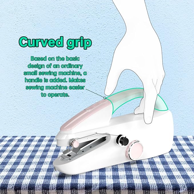 Handheld Sewing Machine,Two dear,Mini sewing machine,Easy to Use and Fast Stitch Suitable for Clothes,Fabrics, DIY Home Travel Electric Handheld Sewing Machine for Beginner.Pink