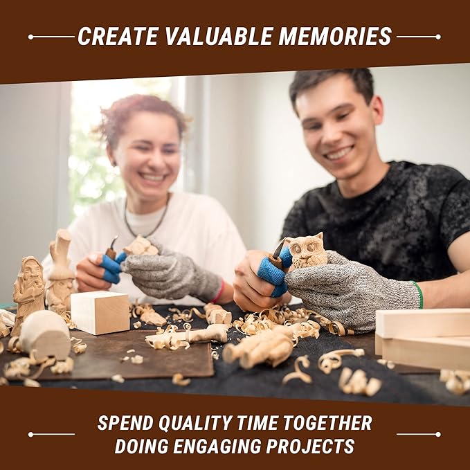 BeaverCraft Wood Carving Kit for Beginners S16 – Whittling Knives Sloyd, Chip Wood Carving Knife, Basswood Blocks for Carvers - Whittling Tools Set