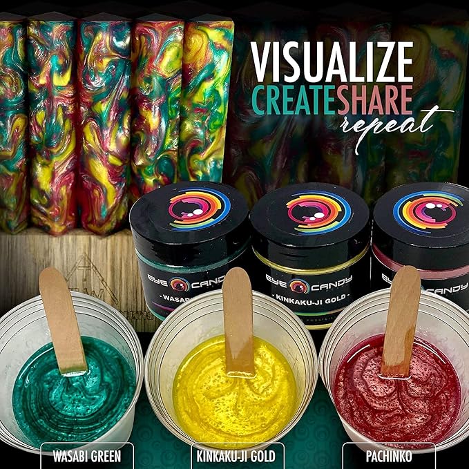Eye Candy Pigments Premium Green Mica Powder - Wasabi Green (50gr) - for Epoxy, Resin, Soap, Paint, Woodworking, Acrylic Pouring, Bath Bombs, Fishing Lures - DIY Arts and Crafts Additive