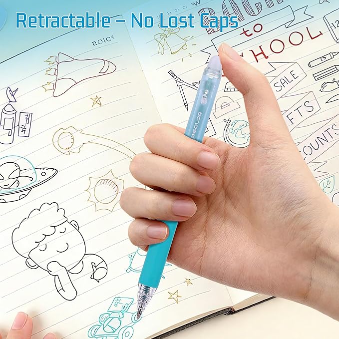 Erasable Gel Pens, 24 Colors Retractable Fine Point Erasable Pens Clicker, Assorted Color Inks, Make Mistakes Disappear for School Office Home, Drawing Writing Planner, Coloring