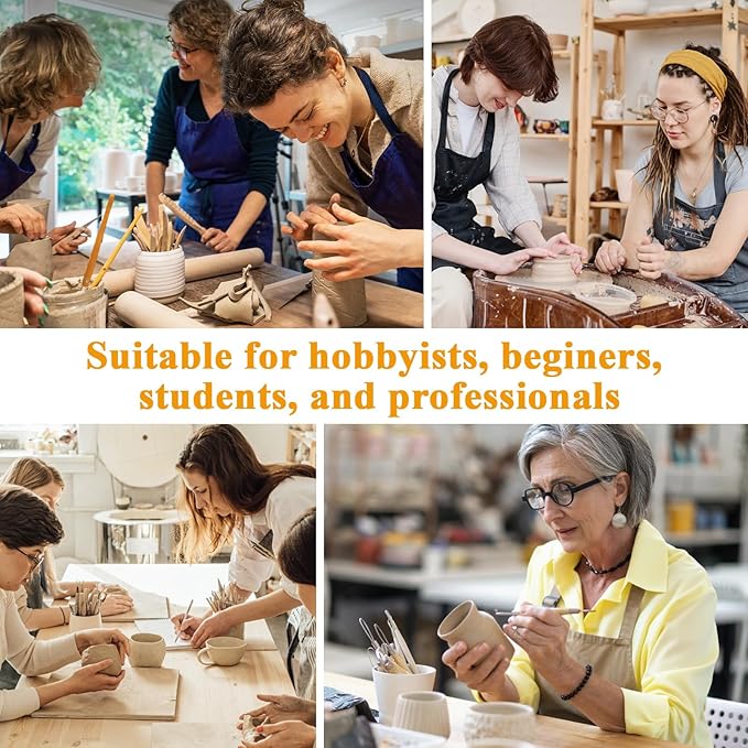 Supkiir 80Pcs Pottery Tool Kit 10Pack Clay Sculpting Tool Set, Includes Ceramic Cutting Modeling Trimming Carving Smoothing Kit Tools with Wooden Handle for Beginners Artist Carving Shaping