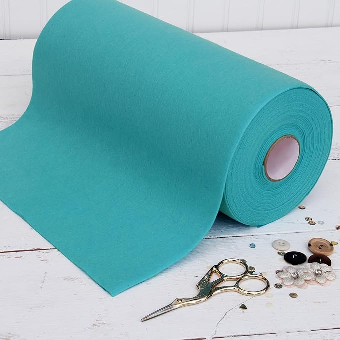 Threadart Premium Felt Roll - 12" x 10yd - Teal | Soft Wool-Like Feel | 1.2mm Thick Fabric for DIY Crafts, Sewing, Crafting Projects | Compatible with Cricut Maker