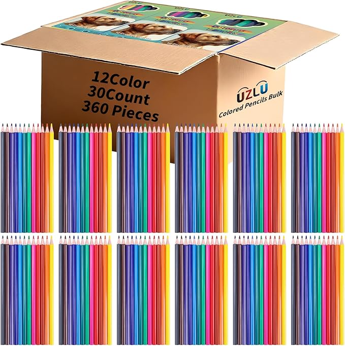 360 Count Colored Pencils Bulk, 30 Packs Colored Pencils, 12 Colors Pre-sharpened Coloring Pencils for Adults, Bulk School Supplies for Teachers, Classroom Prizes, Drawing Sketching Shading