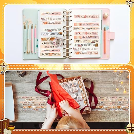 Janlaugh 24 Rolls Christian Washi Tape for Bible Journaling Gifts Bulk Religious Inspirational Scripture Supplies Boho Bible Verse Washi Tape for Study Crafting New Year DIY Gifts