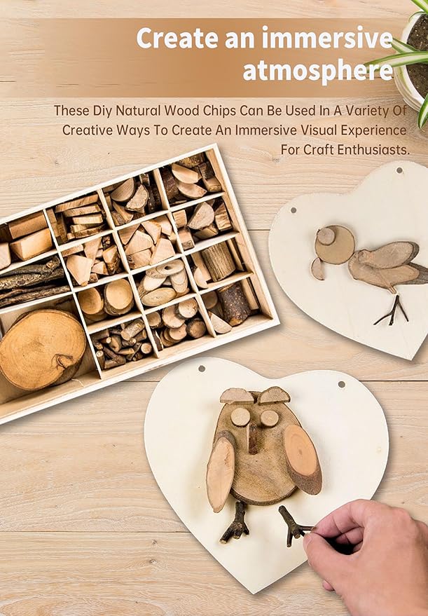 EVDBOBO DIY Wood Chip Craft Kit -Elevate Loose Parts Play Interaction-Enhance Kid Creativity with Natural Wood Slices