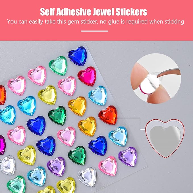 Gem Stickers, 3897Pcs Rhinestone Stickers Stick on Gems for Crafts Self Adhesive Jewels with Multicolor and Assorted Size