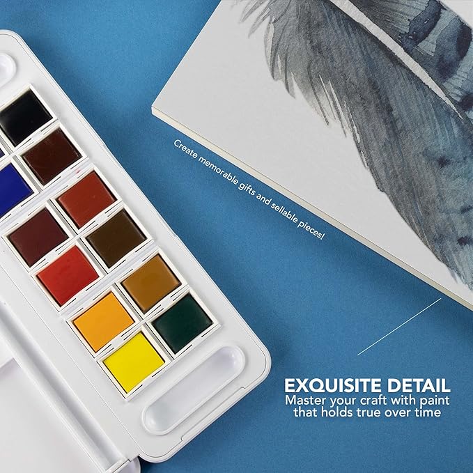 Daler Rowney Aquafine 12-pc Watercolor Travel Set - Watercolor Paint Set for Watercolor Paper and More - Watercolor Set for Artists and Students - Water Color Paint for All Skill Levels
