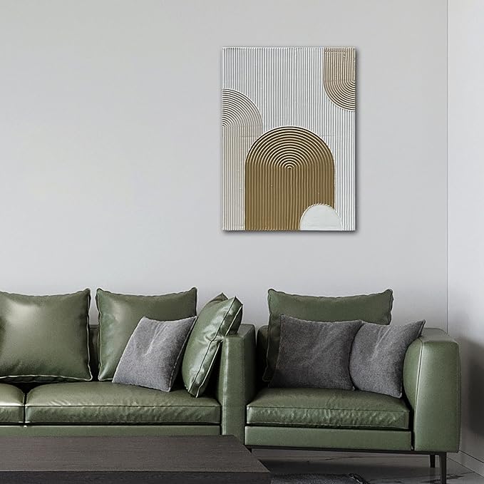 NANKAI Art Hand-Painted 40x28 inch White and Gold Texture Abstract Art, Contemporary Minimalist Canvas Oil Painting, Home Wall Decoration Art